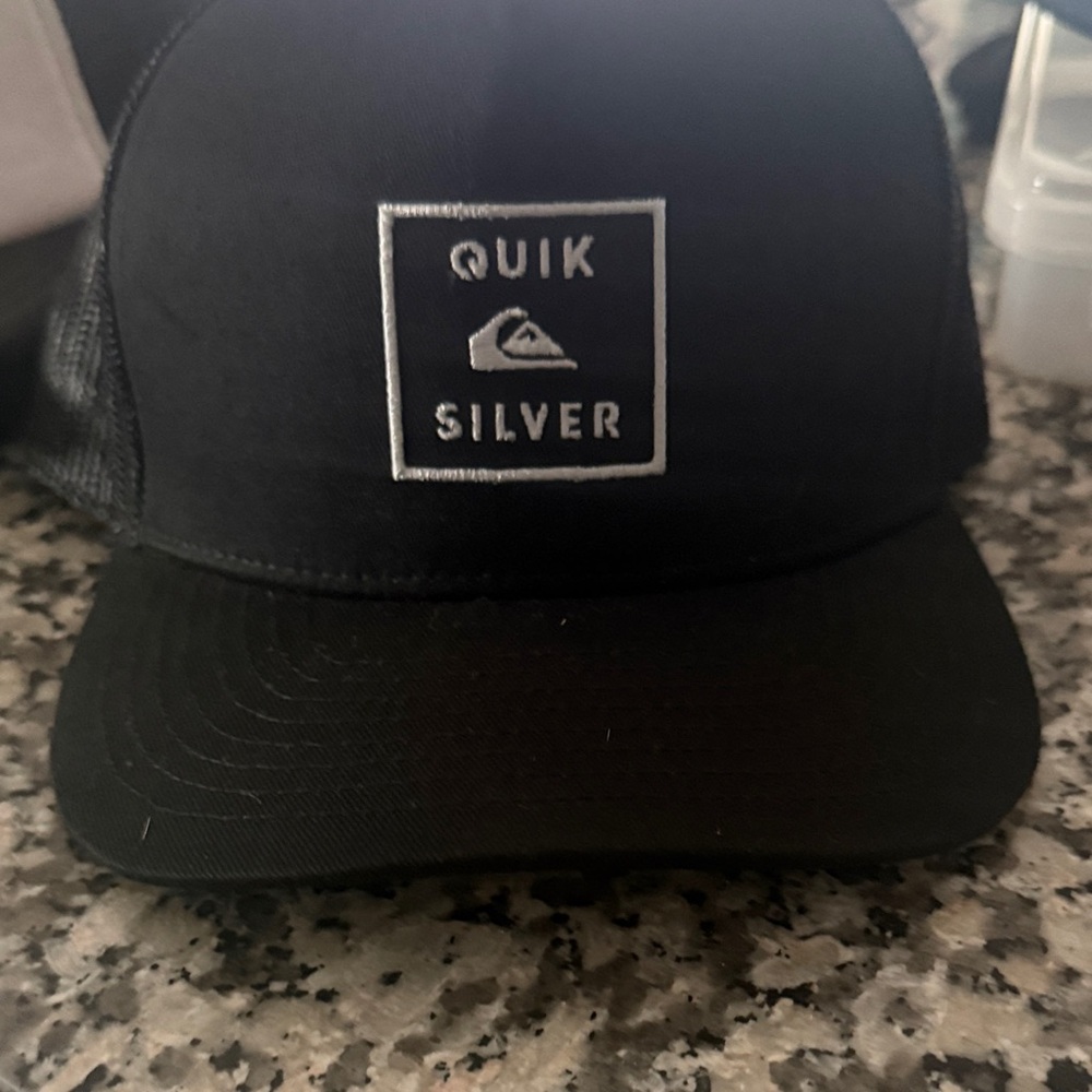 Quiksilver Black Trucker Hat with White Logo